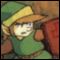 Link hides from a big, one-eyed creature