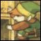 Link pushes a statue