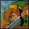 Link fights off a sand creature